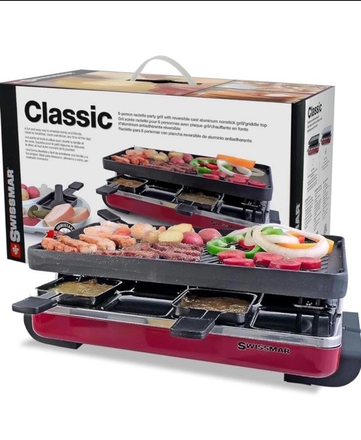 NIB Swissmar Electric 8 Person Raclette Party Grill KF-77041 Classic 1200 W