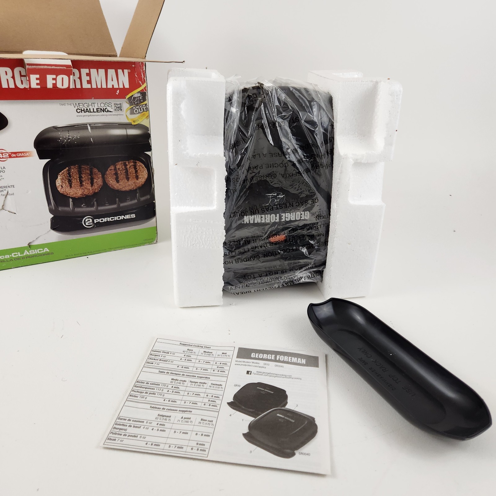 George Foreman GR0040B 2-Serving Classic Plate Grill Black New