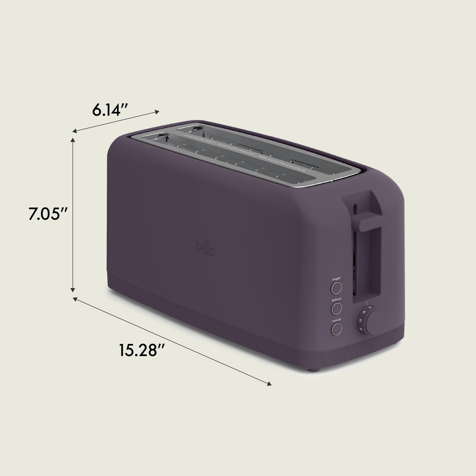bella 4 Slice Slim Toaster, Fits-anywhere™ Kitchenware, 6 4 Slice, Plum