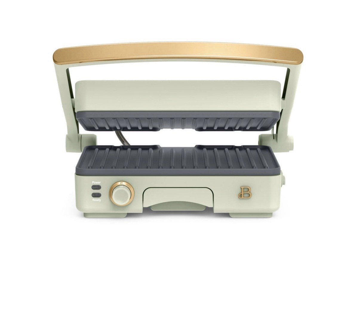 Beautiful 2-in-1 Panini Press & Grill with Detachable Plates, Sage Green