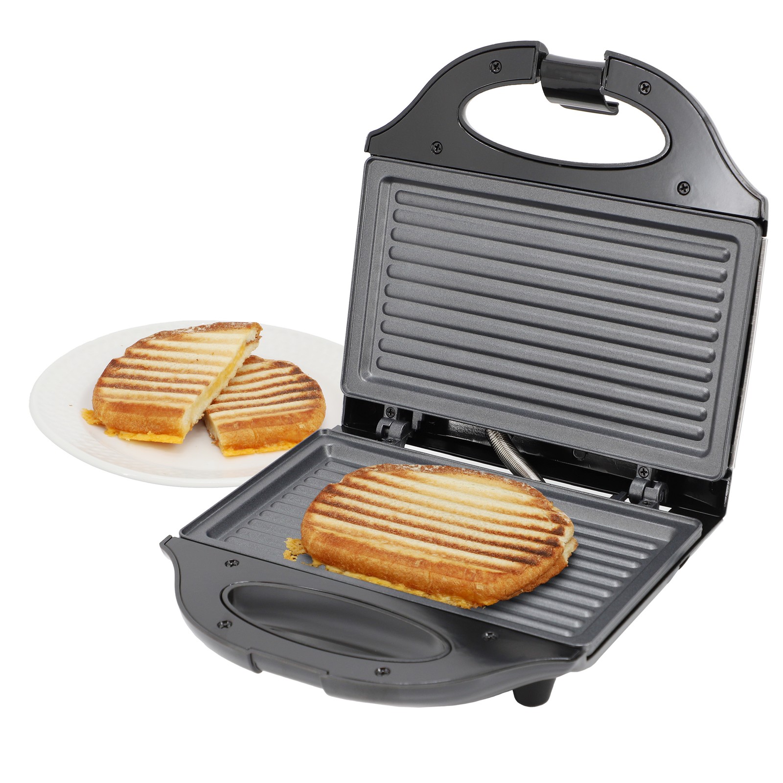MegaChef Electric Compact Aluminum Nonstick Sandwich Maker in Black MC-C008