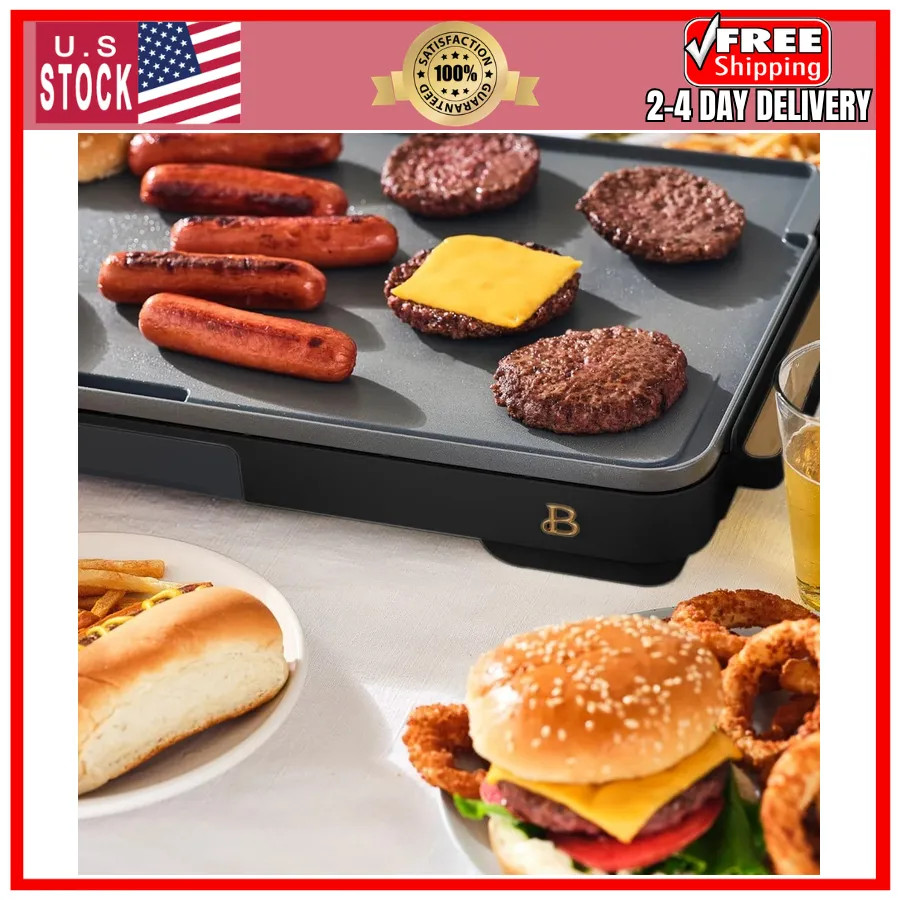 Beautiful Drew Barrymore XL Electric Griddle 12 x 22 Nonstick Black Sesame