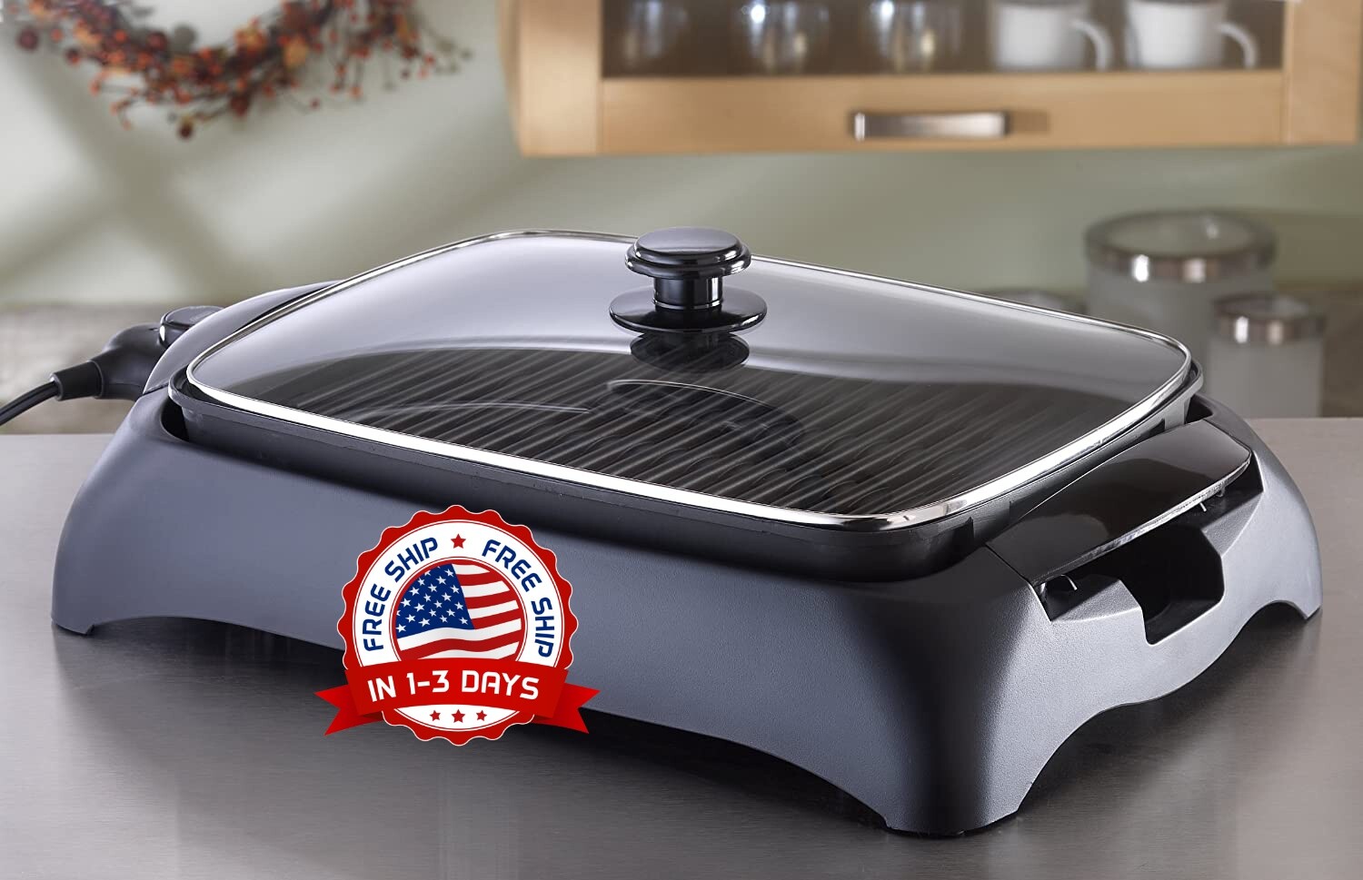 Barbacoa Eléctrica Para Interiores Sin Humo POWER 1500 Watts BBQ Antiadherente