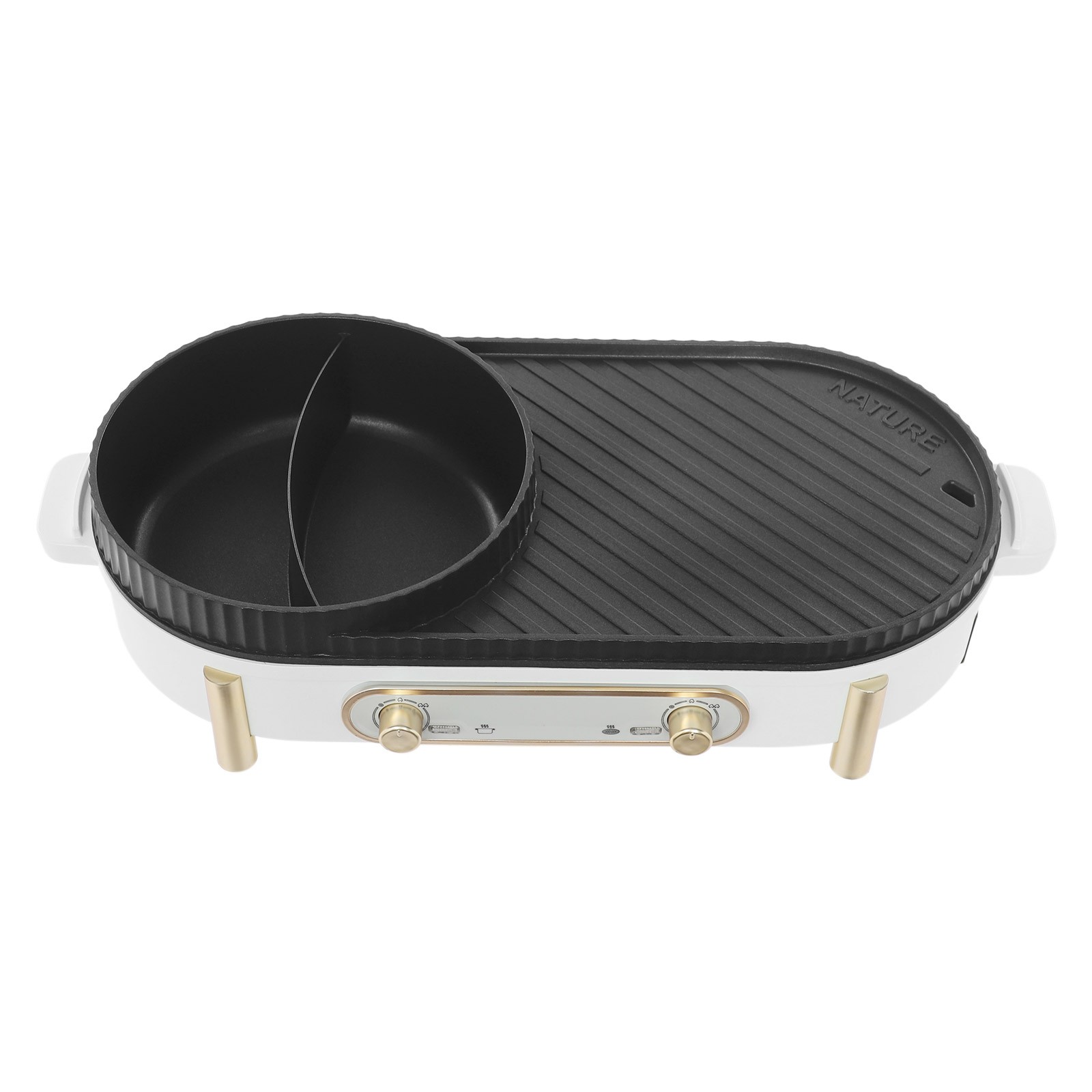 Electric Grill&Hot Pot 2-in-1 Hotpot Pot and Grill Plate with Independent Temper