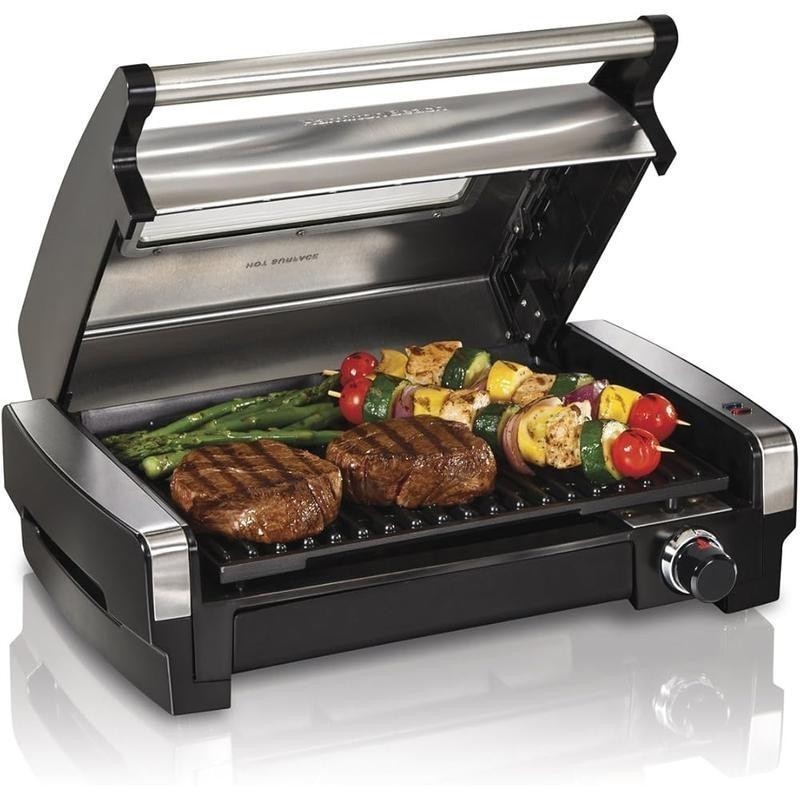 Electric Indoor Searing Grill with Viewing Window Adjustable Temperature Control
