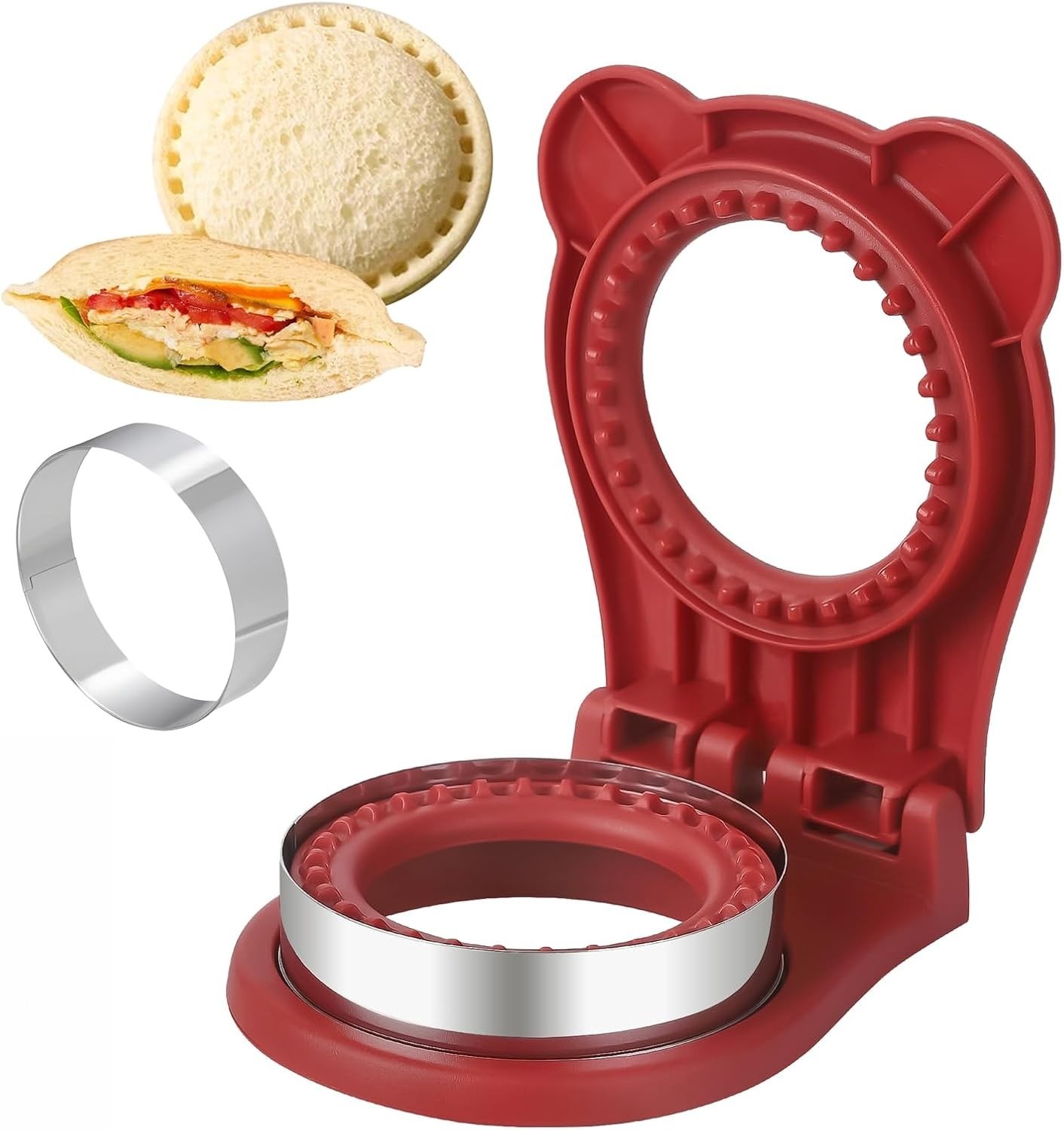 Easy-to-Clean Uncrustable Sandwich Cutter & Sealer – Red for Kids’ Lunchboxes