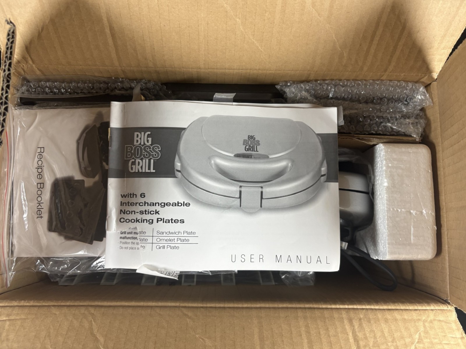 Big Boss Grill w/ 6 Interchangeable Non-stick Cooking Plates, Food Processor