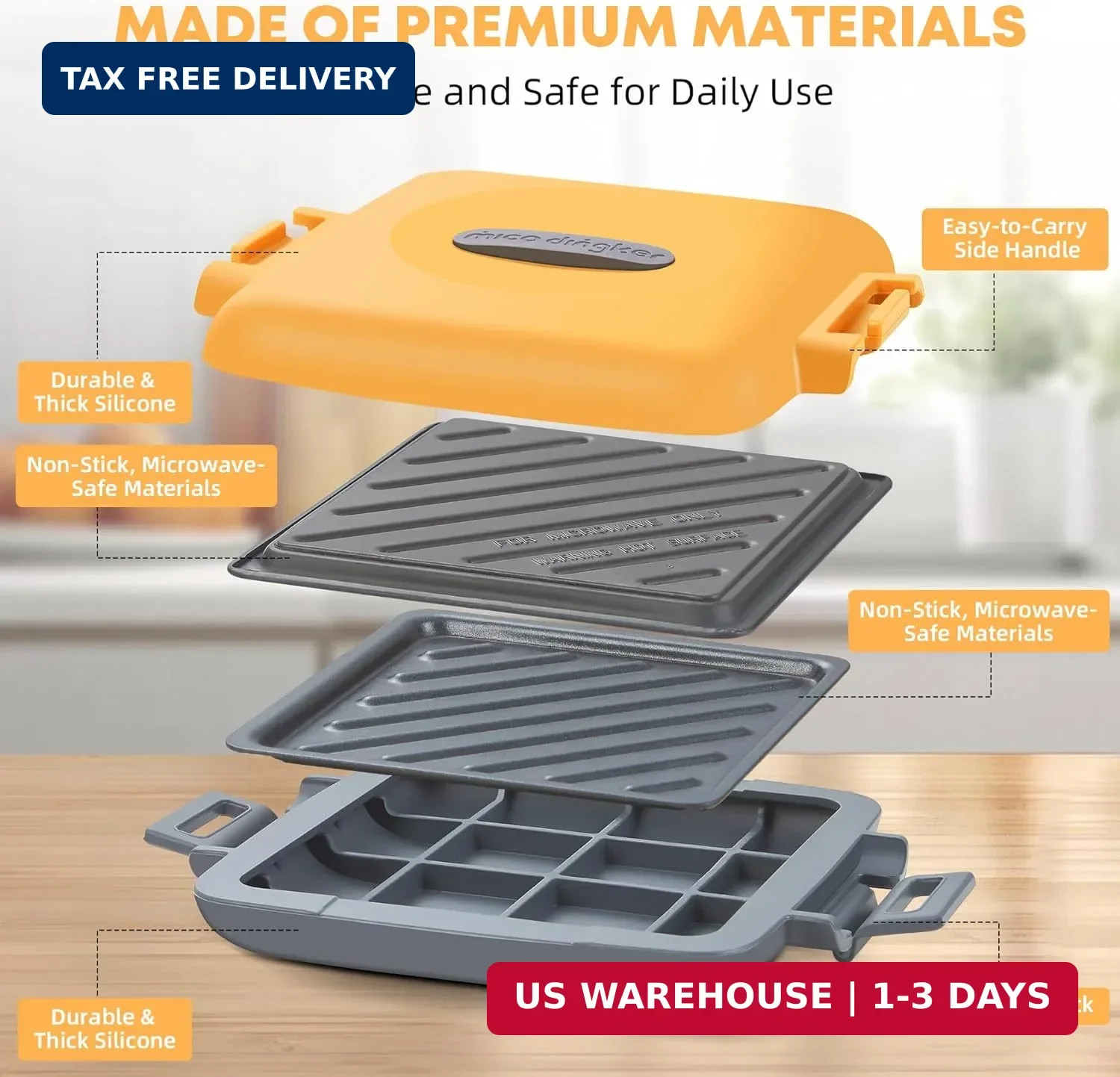 Microwave Sandwich Maker, Snack Maker & Panini Press, Removable Non-Stick Plates