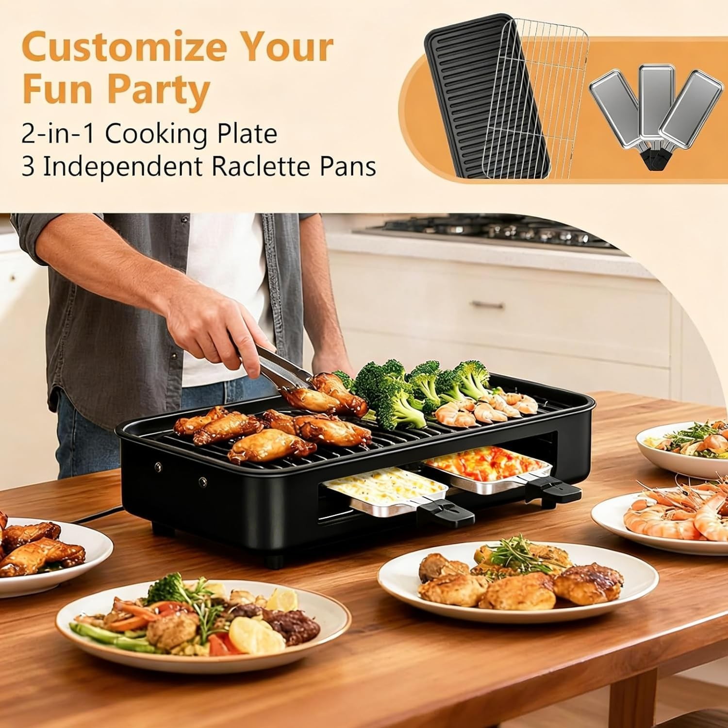 Electric Indoor Grill 1700W 2 in 1 Smokeless Indoor Grill for Kitchen with