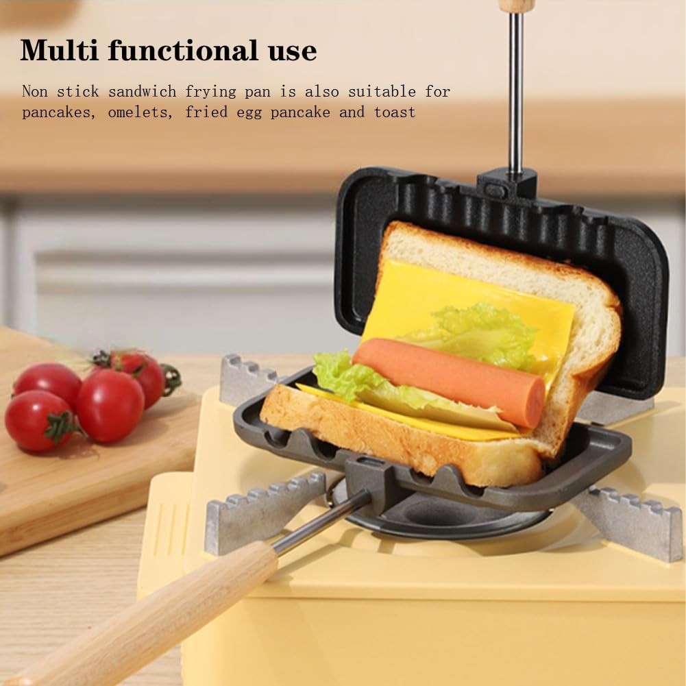 Double-Sided Hot Sandwich Maker & Toaster, Nonstick Frying Pan for Breakfast, Re