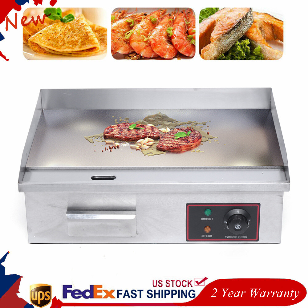 1600W 22″ Commercial Electric Griddle Flat Top Grill Hot Plate BBQ Countertop