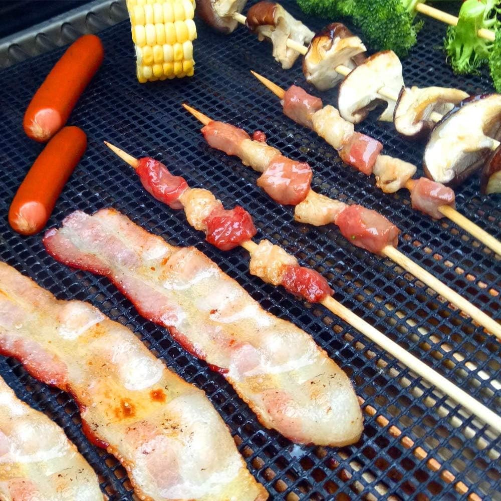 AOOCAN 5-Pack 15.75x13in Grill Mats Black Non-Stick Reusable Heavy Duty for BBQ