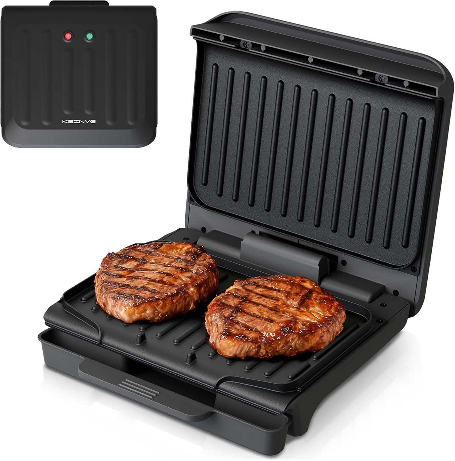 Electric Grill Panini Press, Non-Stick Coating, 850W Dual Heating, Removable