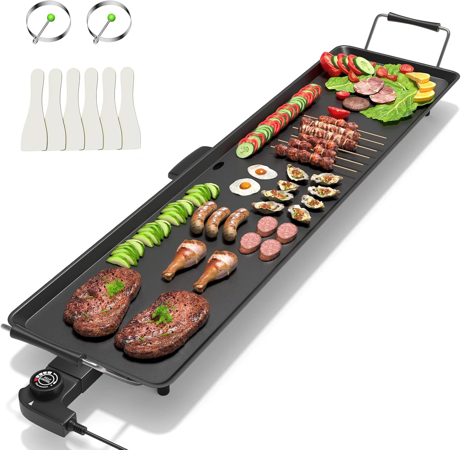 35″ Electric Griddle Teppanyaki Grill | Nonstick Extra Large Cooking Plate for P