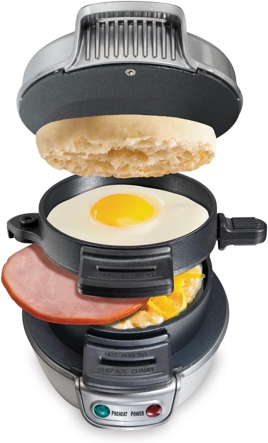 Hamilton Beach Breakfast Sandwich Maker with Egg Cooker Ring, Customize Ingredie