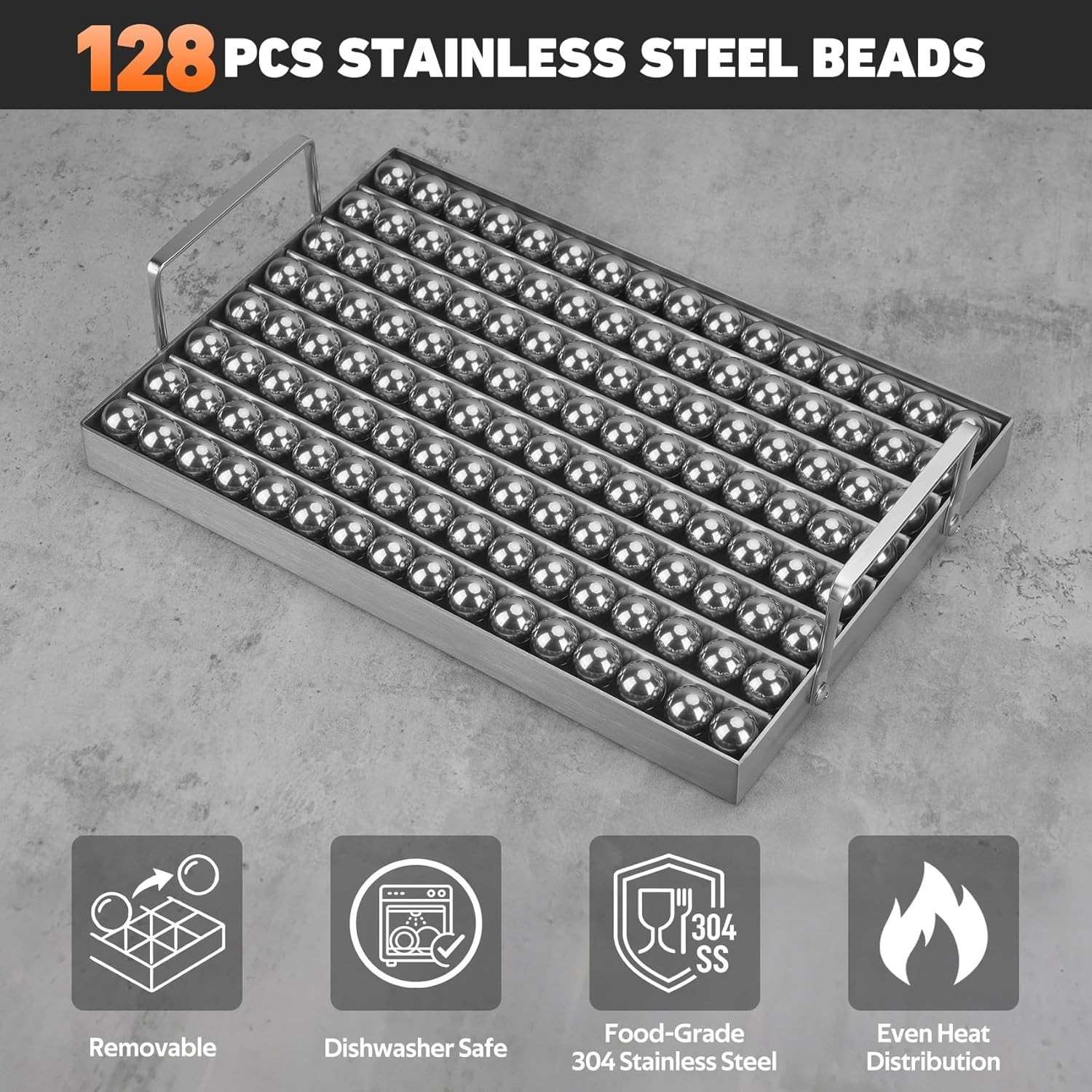 304 Stainless Steel BBQ Griddle, Professional Rapid Heat Retention Ball Griddle