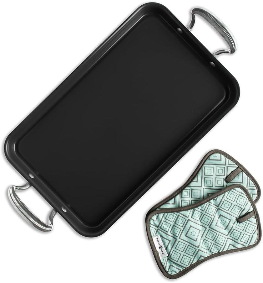 Double Burner High-Sided Formed Griddle with 2 Oven Hot Pads