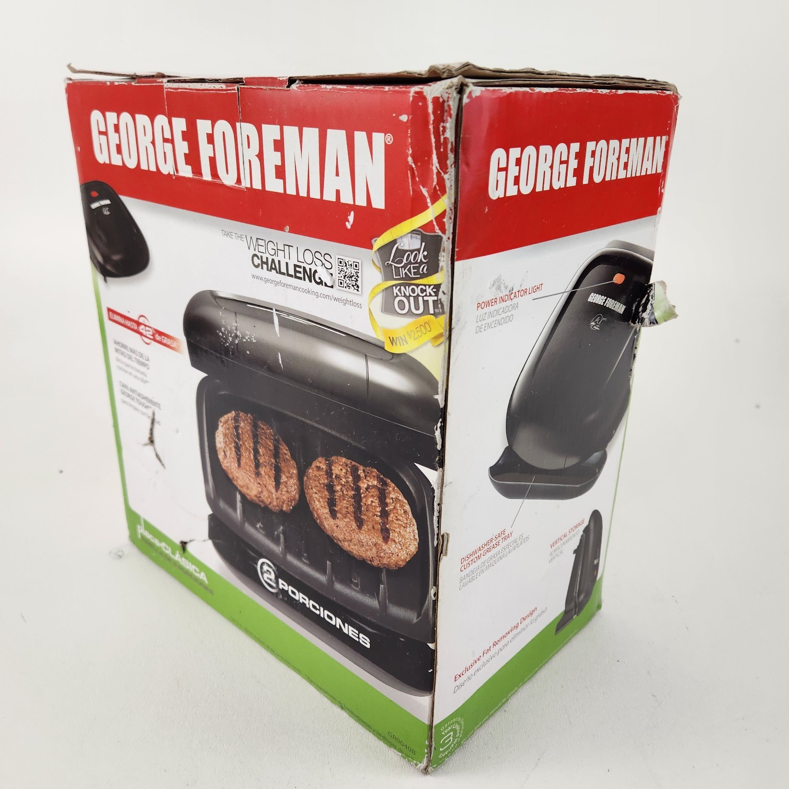 George Foreman GR0040B 2-Serving Classic Plate Grill Black New
