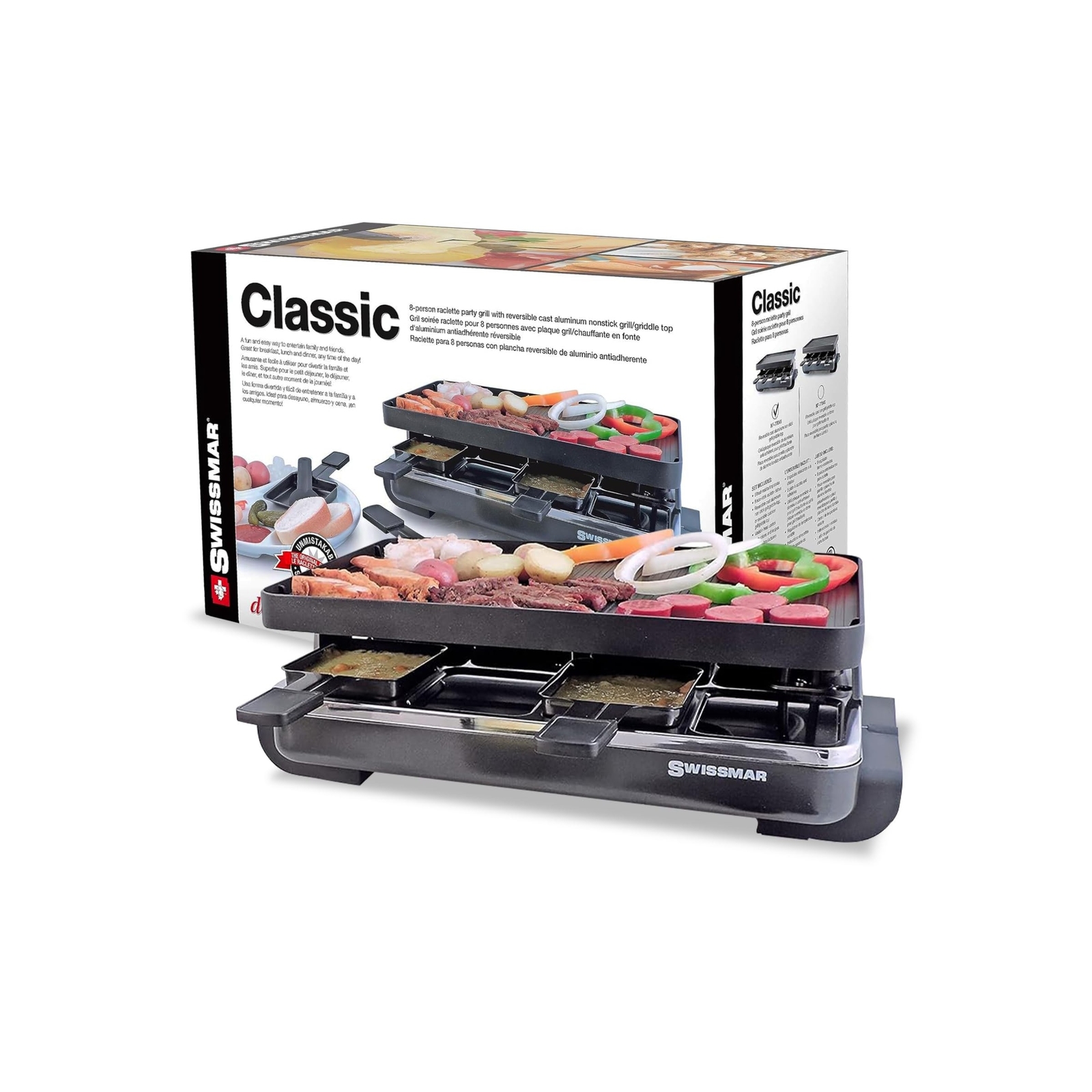 Swissmar Classic 8-Person Raclette Party Grill with Reversible Cast Aluminum …