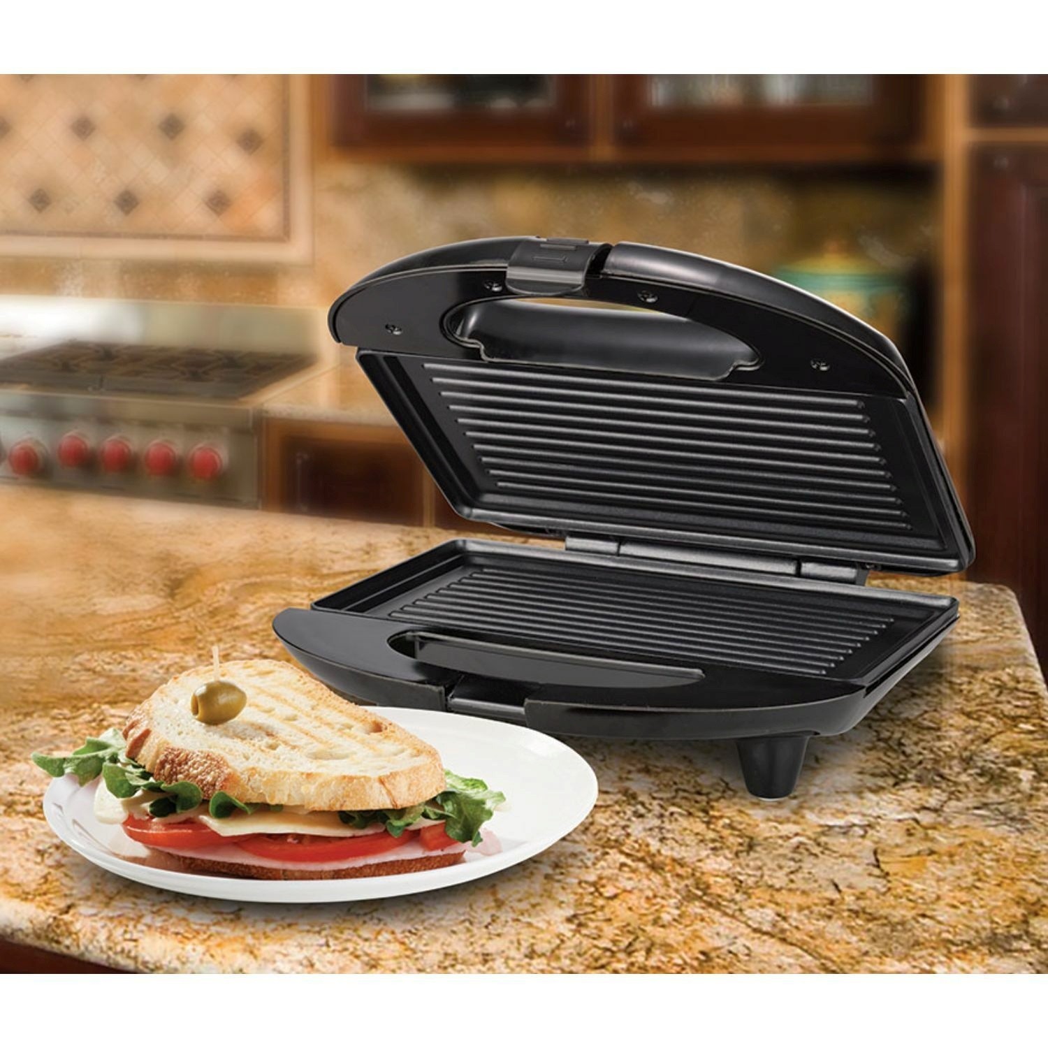 Brentwood Appliances TS-246 Non-Stick Panini Press and Sandwich Maker – Black