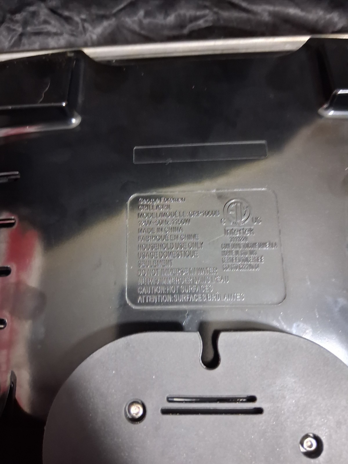 George Foreman GRP1060B Removable Plate Grill 4-Serving Black Used Tested