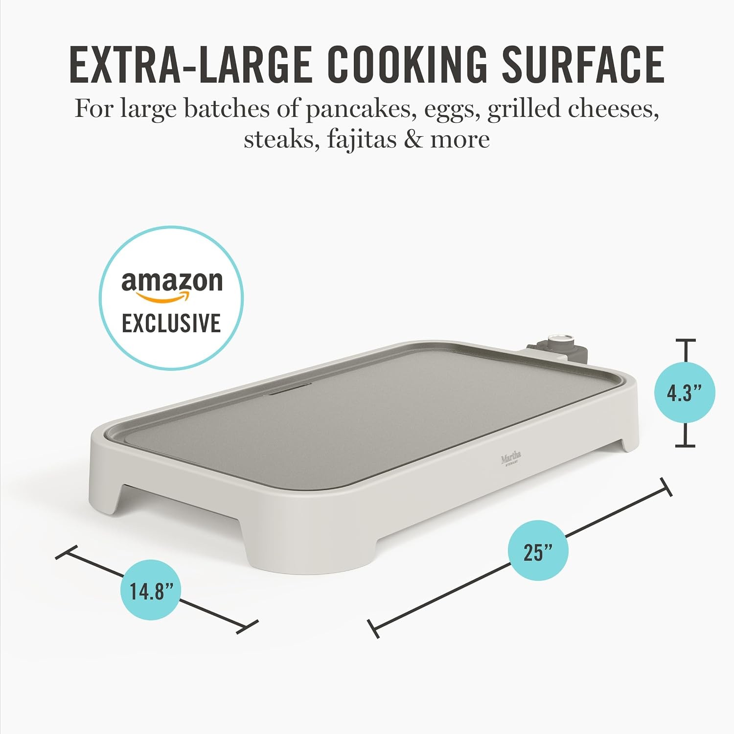 12″x 22″ XL Electric Griddle Ceramic Nonstick Flat Top PFAS-Free Nonstick Grill