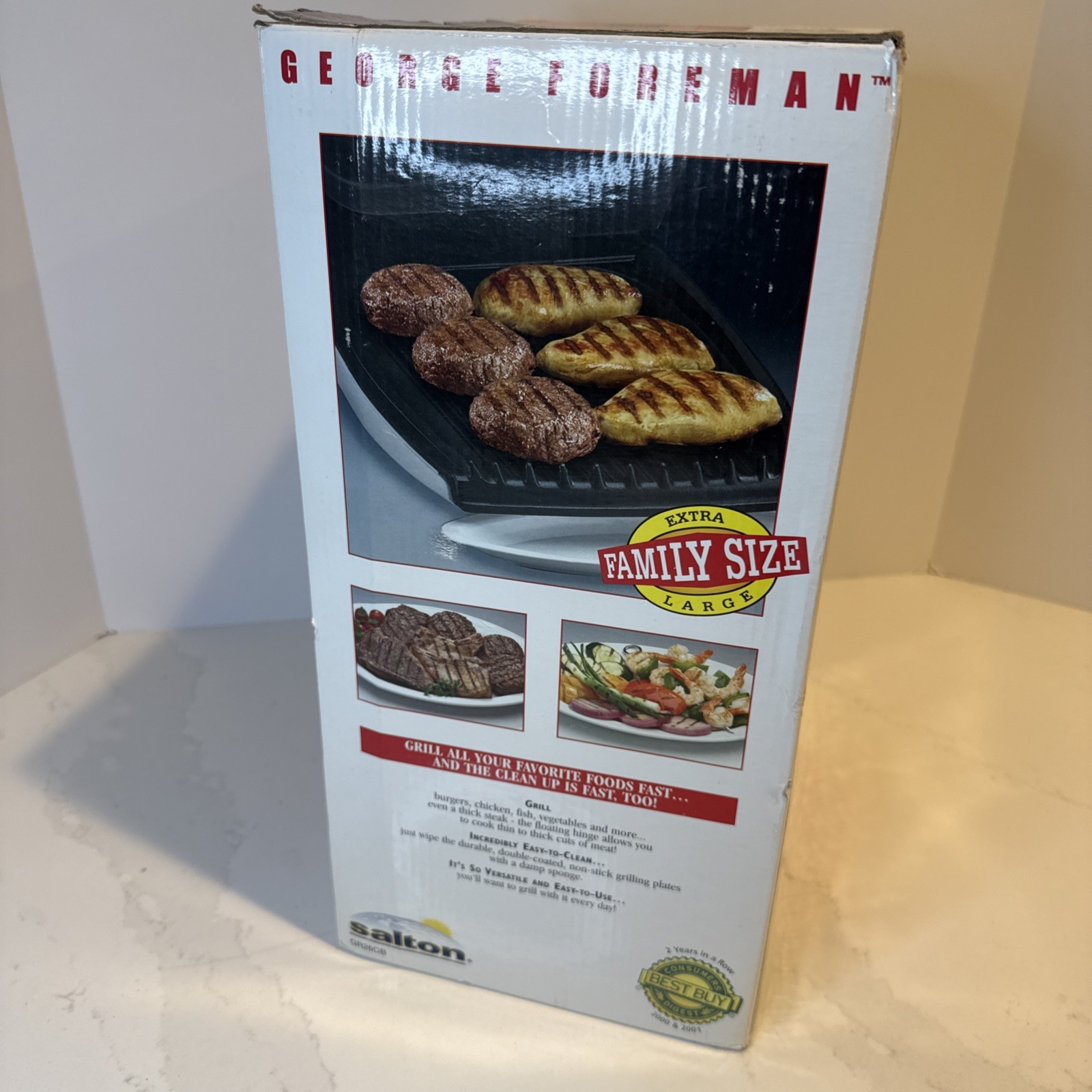 Vintage 2001 Brand New George Foreman GR26CB XL Indoor Grill Family Size