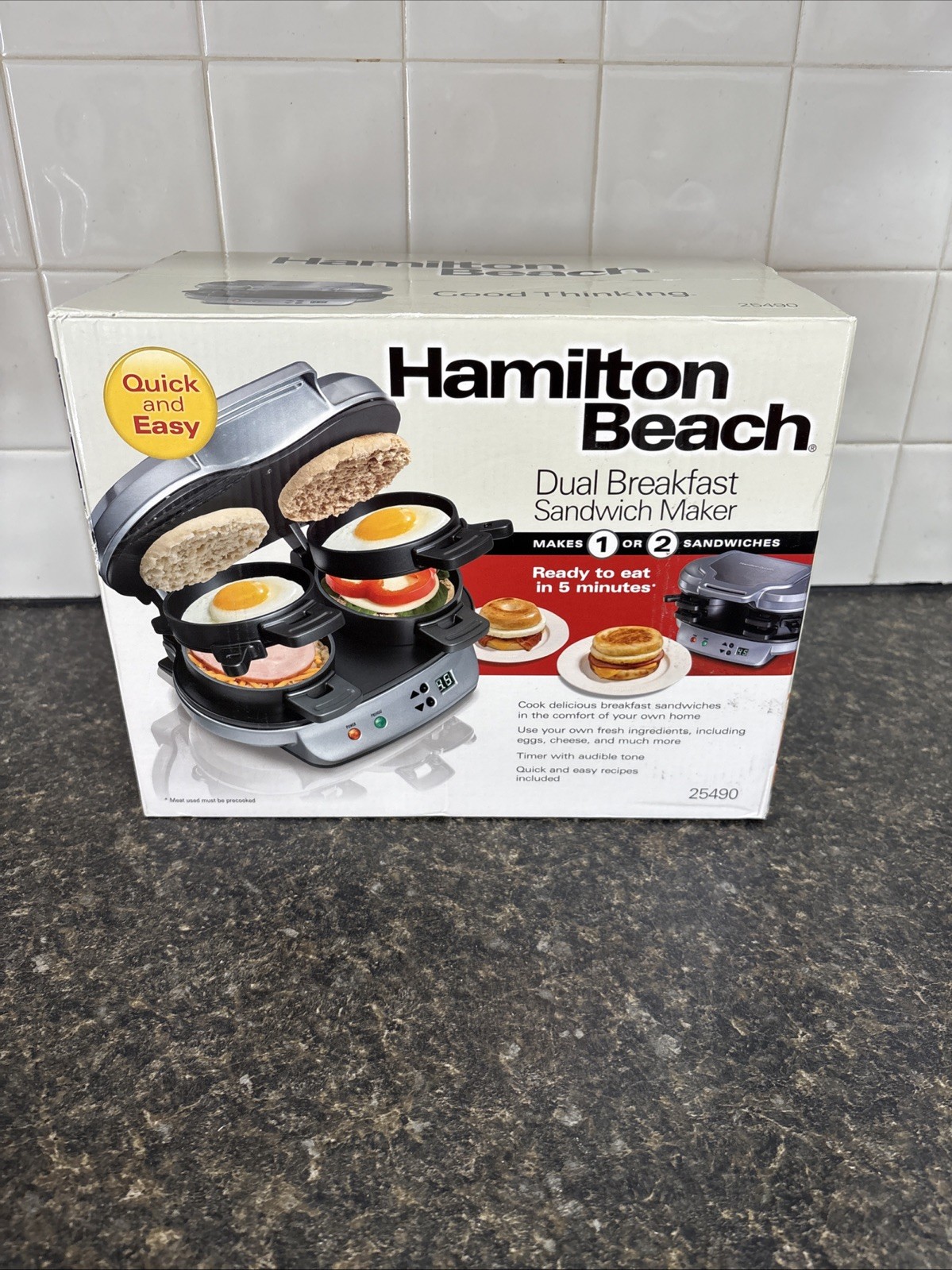 Hamilton Beach 25490 Dual Breakfast Sanwhich Maker Quick Meals New In Box