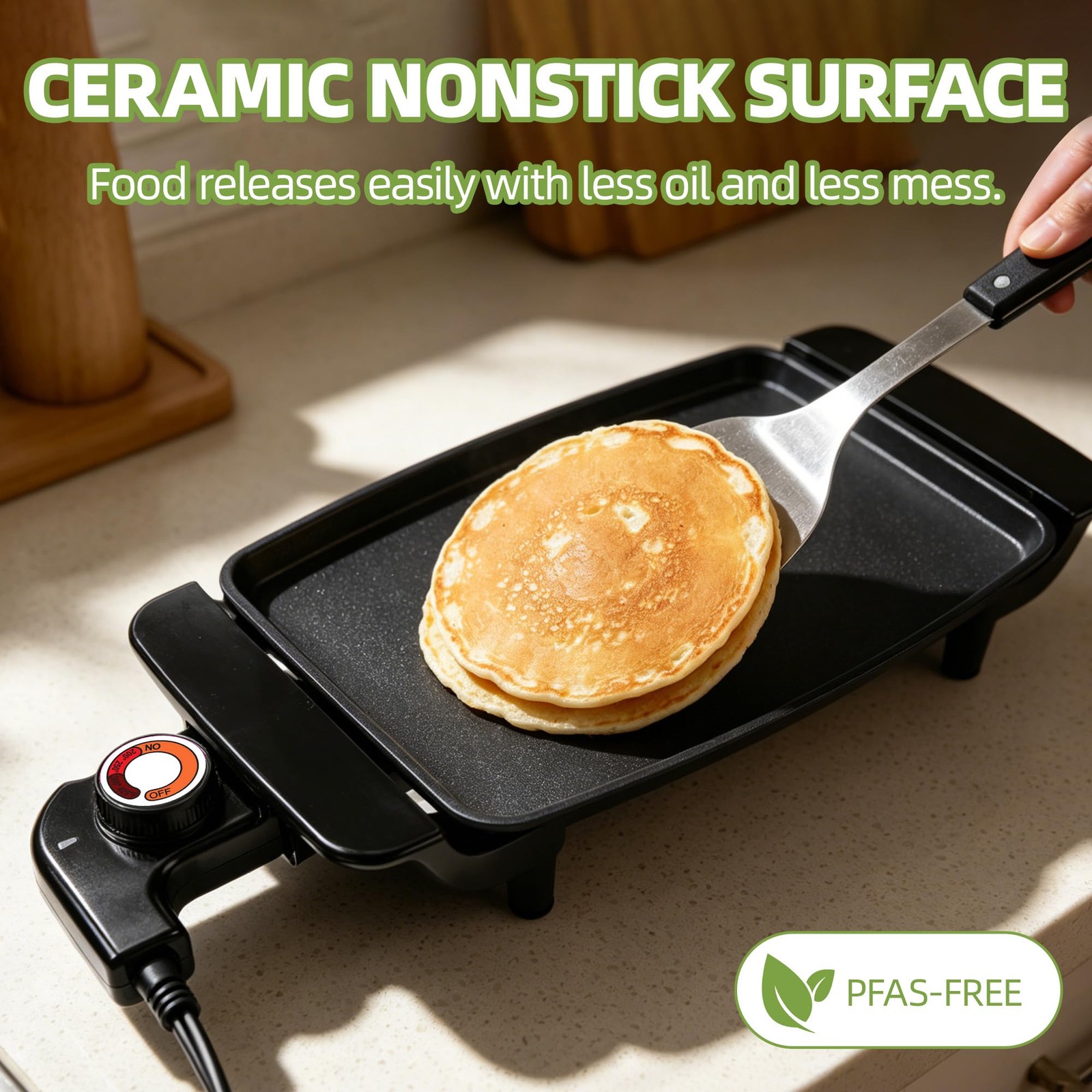 Small Electric Griddle, 10 Inch Mini Ceramic Non-Stick Electric Skillet with Adj