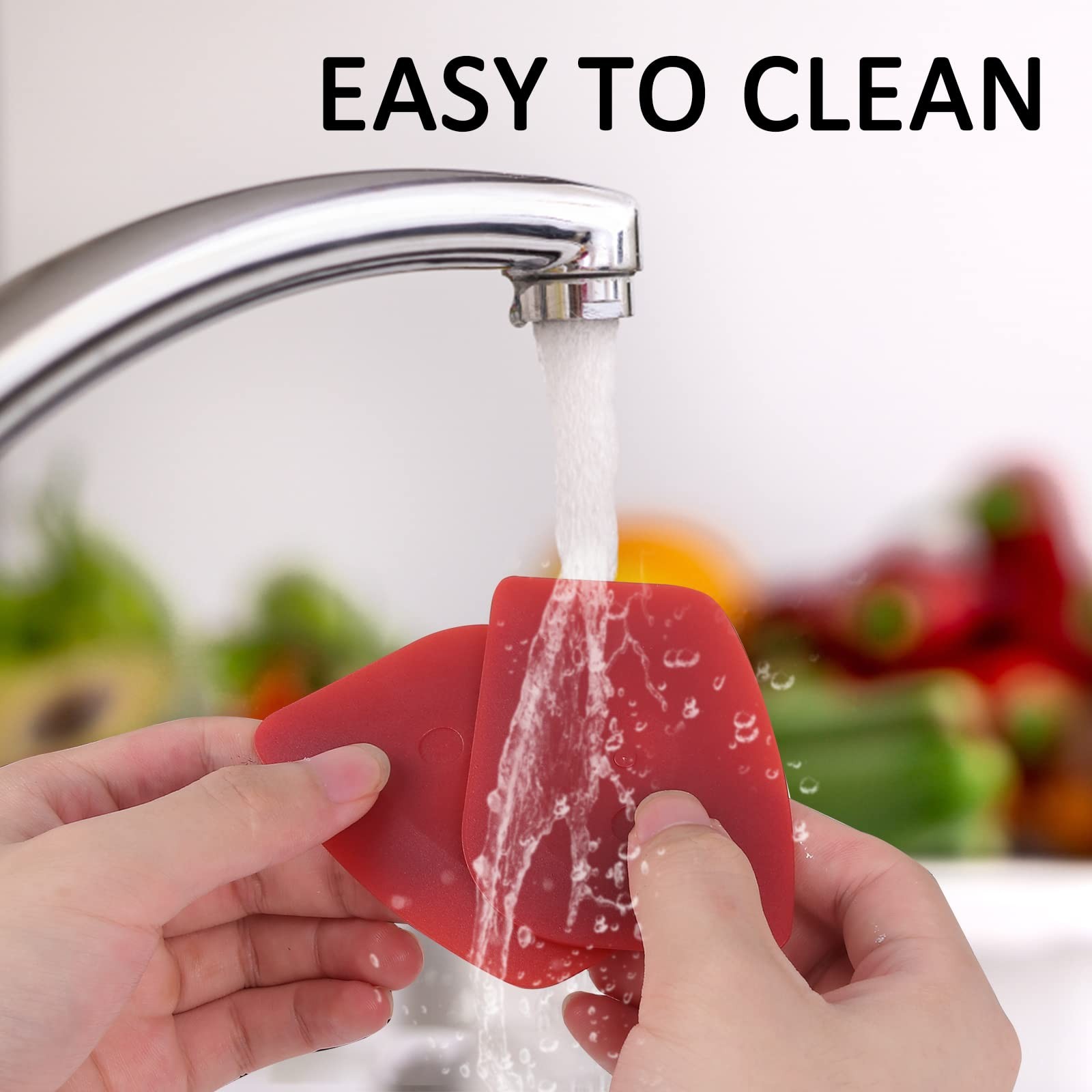 Azureblue Pan Scraper Dish Food Tool Plastic 3″x 2.3″, Red