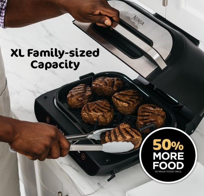 Ninja FG551 Indoor Grill and Air Fryer Foodi Smart XL 6-in-1 Grill Air Fry Blue