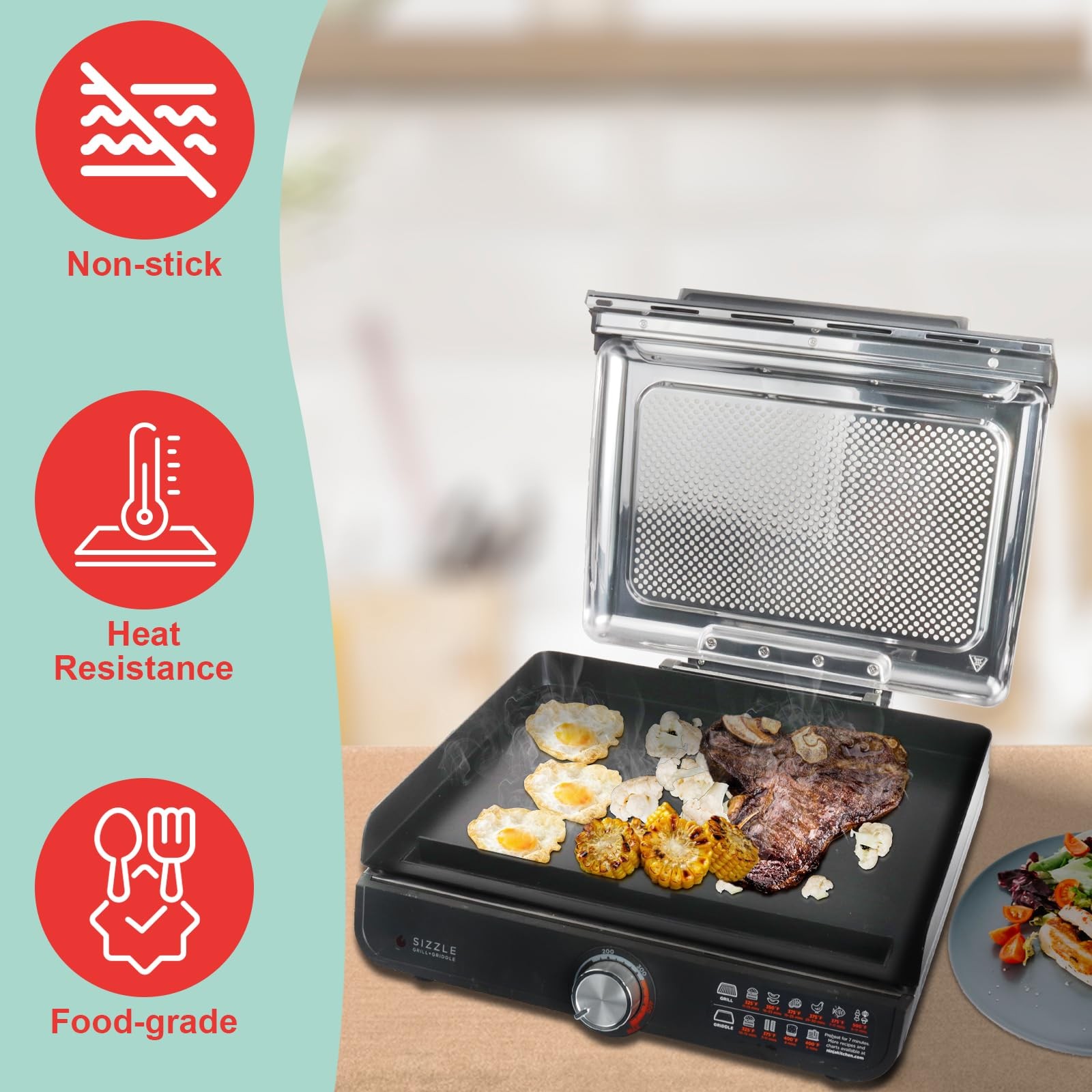 Webroil Gr101 Sizzle Indoor For Ninja Smokeless Indoor Flat Top Plate