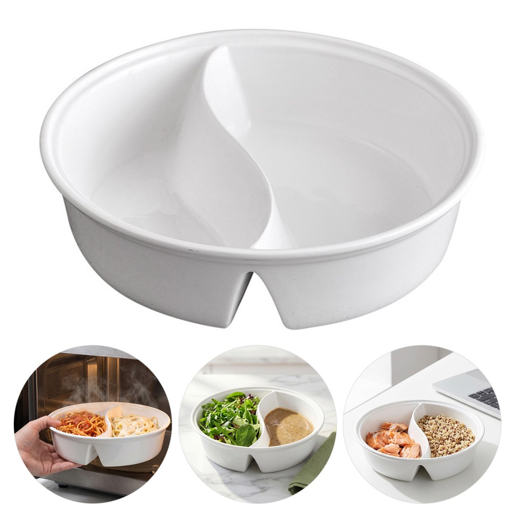 Divided Fat Reduction Bowl Soup Ceramic Small Deep Plate Heat Resistant