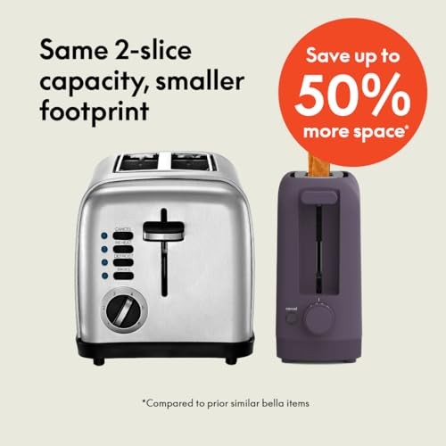 bella 2 Slice Slim Toaster, Fits-anywhere™ Kitchenware, 6 2 Slice, Oatmilk
