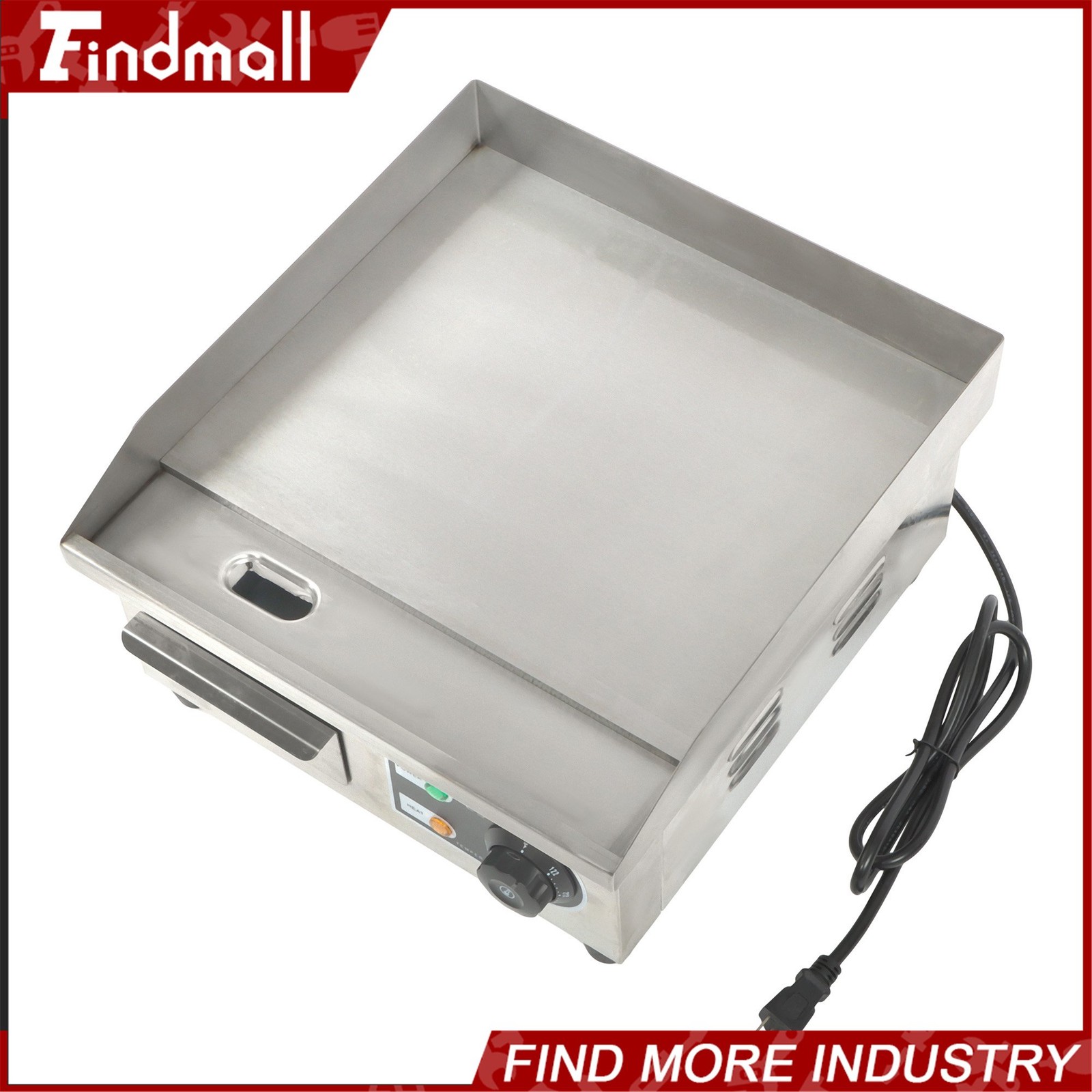Electric Griddle with 2 Shovels & 2 Brushes, 1500W, 14in Stainless Steel