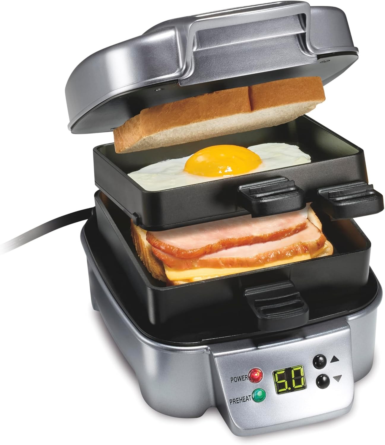 Sandwich Stacker Customizable Hot Sandwich Maker,Non-Stick Cooking Surfaces,700W