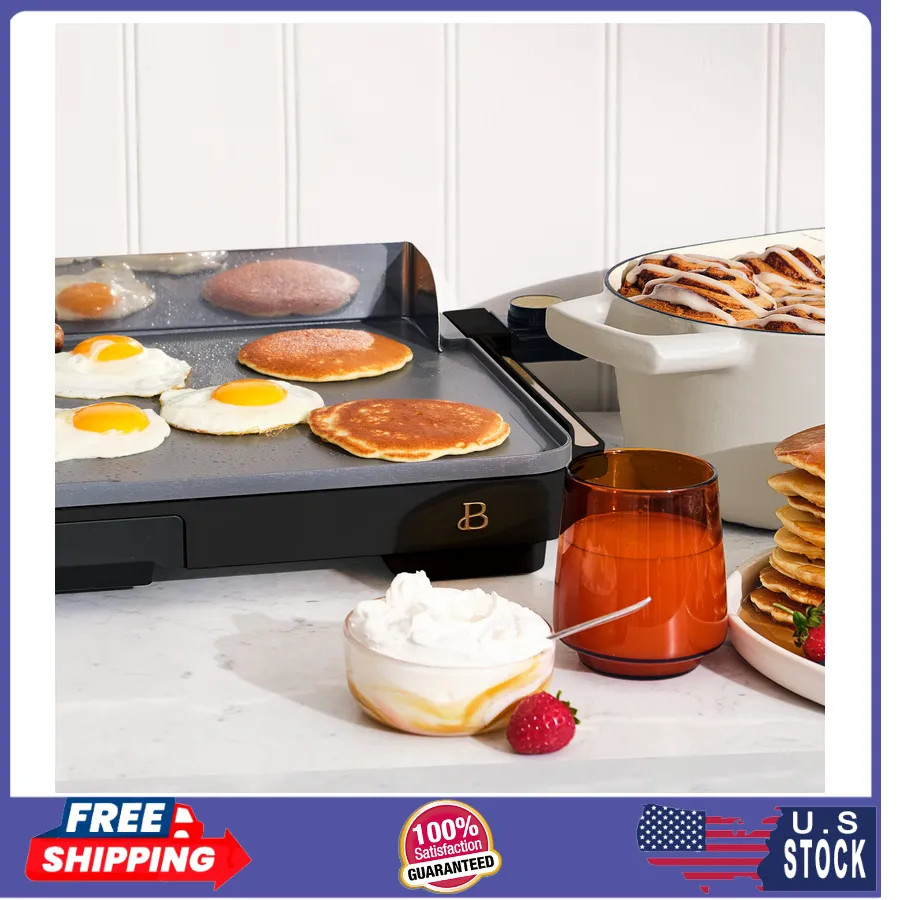 Beautiful Drew Barrymore XL Electric Griddle 12 x 22 Nonstick Black Sesame