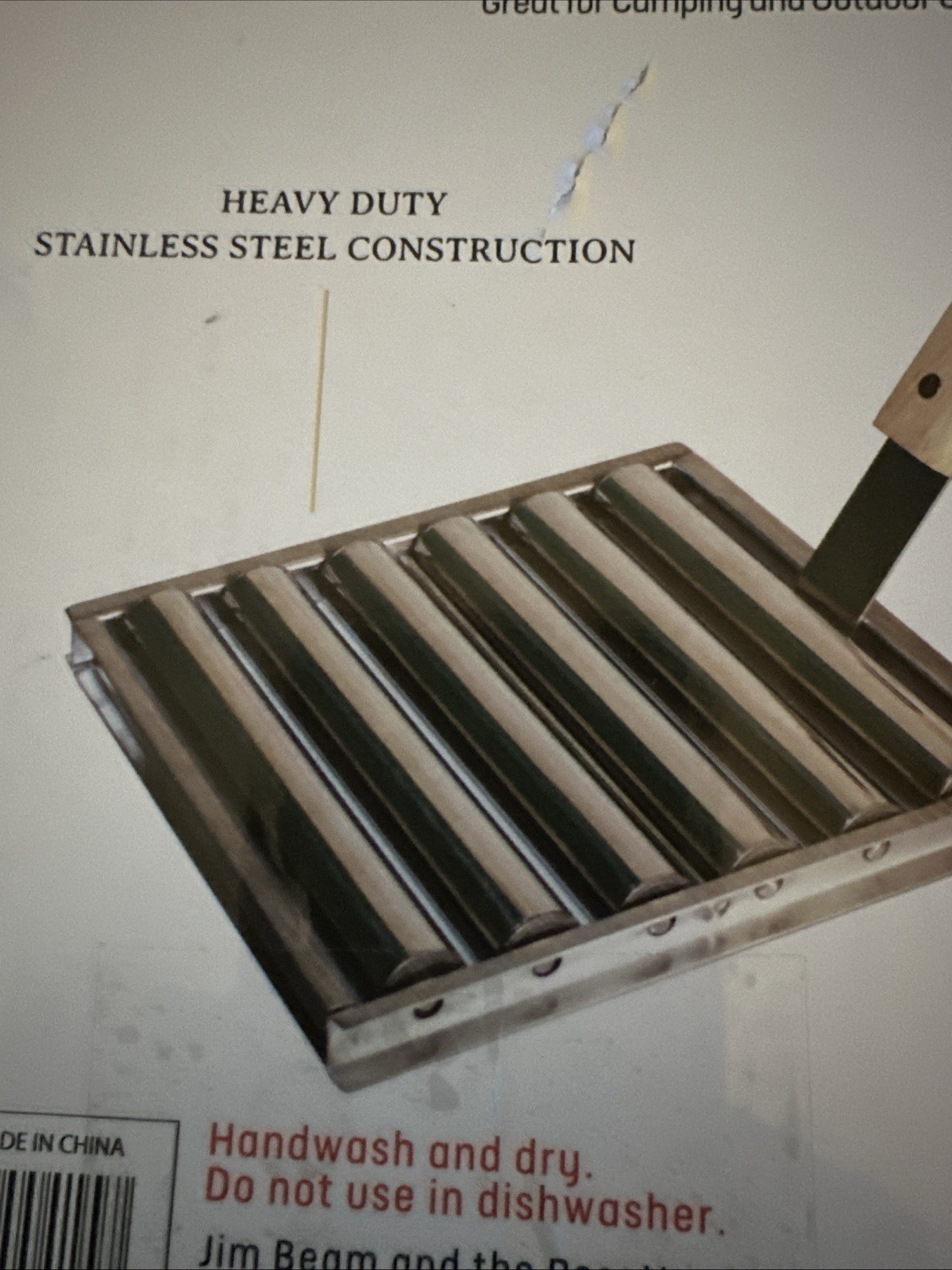 Jim Beam Hot Dog Roller Grill 7.25×7.00×0.75 Silver Handle 11.5 ￼