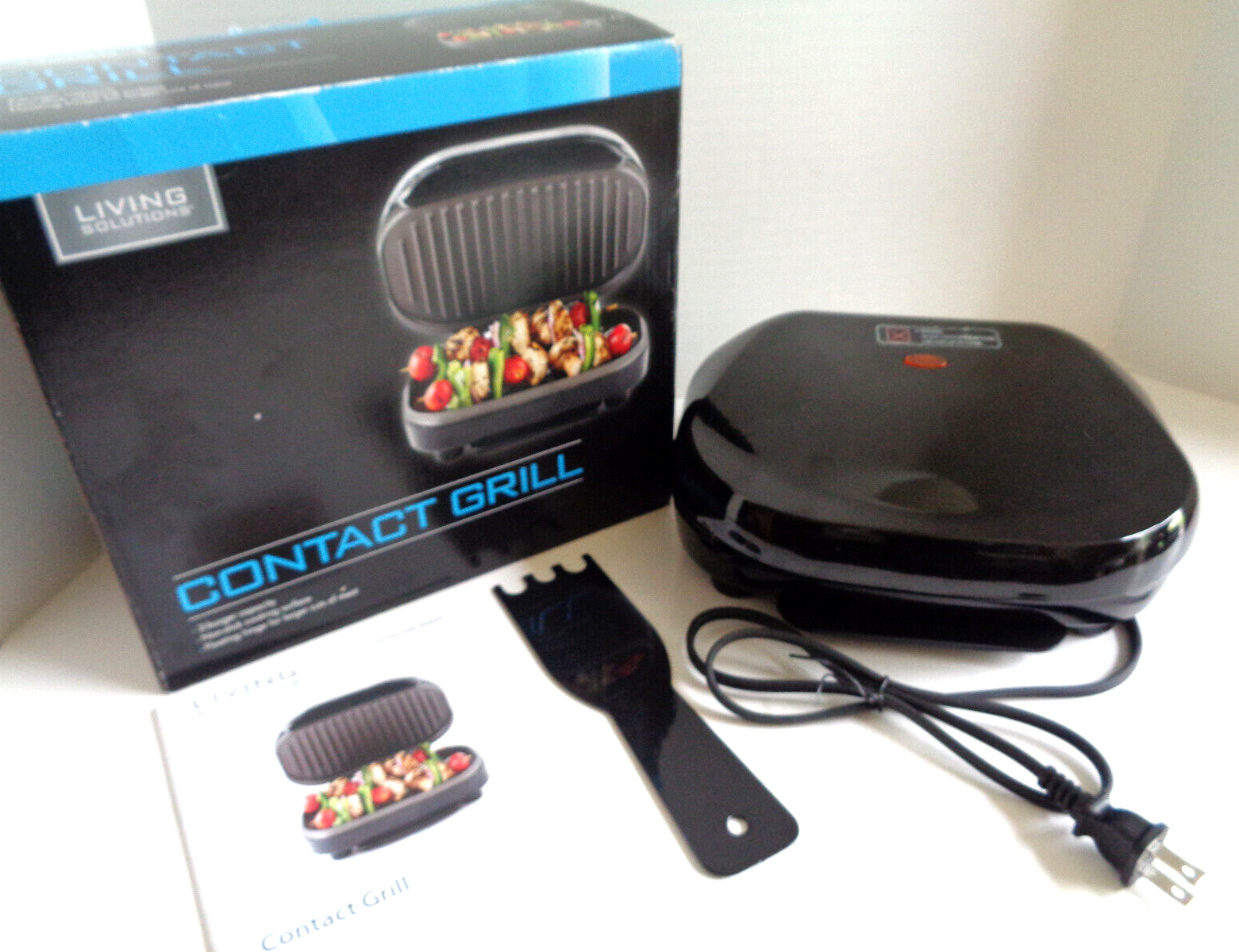 Living Solutions Electric Contact Grill Non-Stick 2 Burger Capacity Instructions