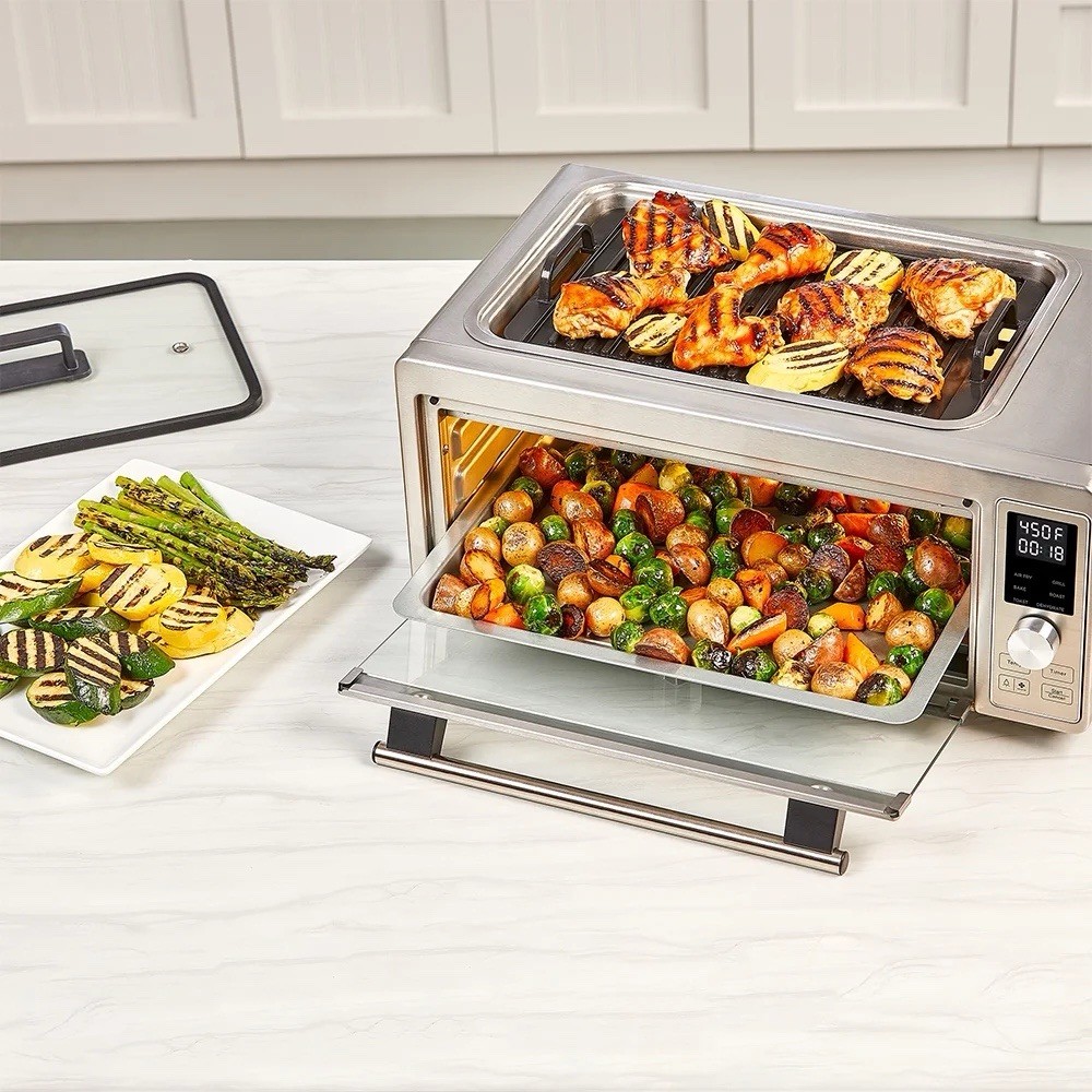 Emeril Power Grill 360 Plus, 6 n 1 Smokeless Grill and Air Fry Toaster Oven XL,