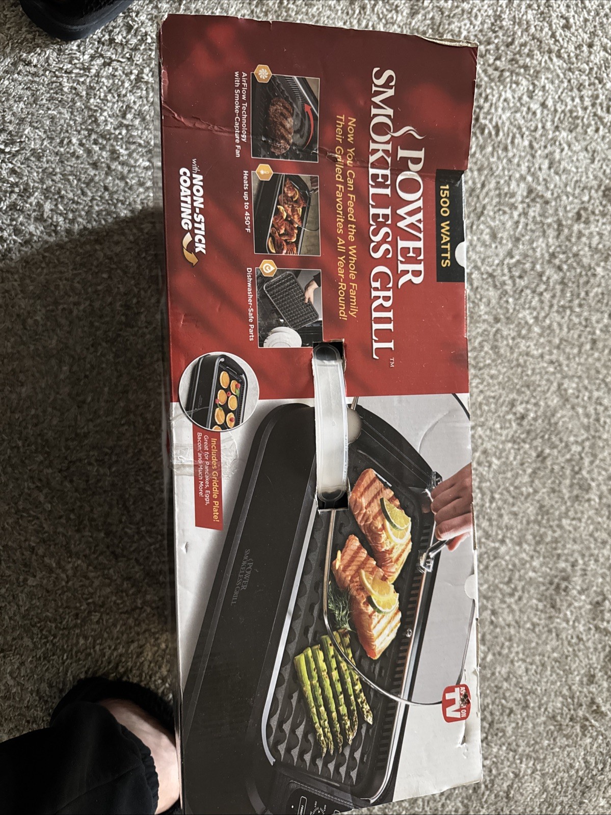 New As Seen On TV Indoor Electric Power Smokeless Grill and Griddle 1500 Watts