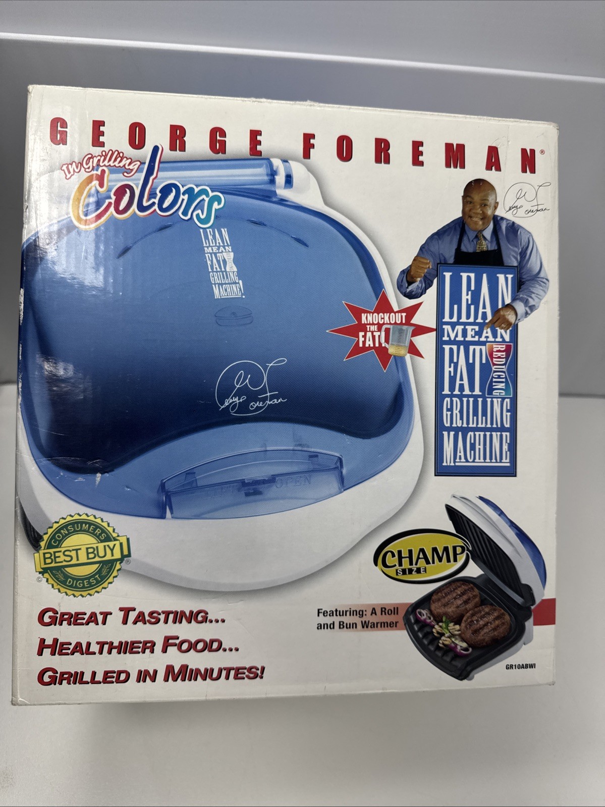 George Foreman Grill Champ Grilling Colors Blue Salton GR10ABWI New In Box