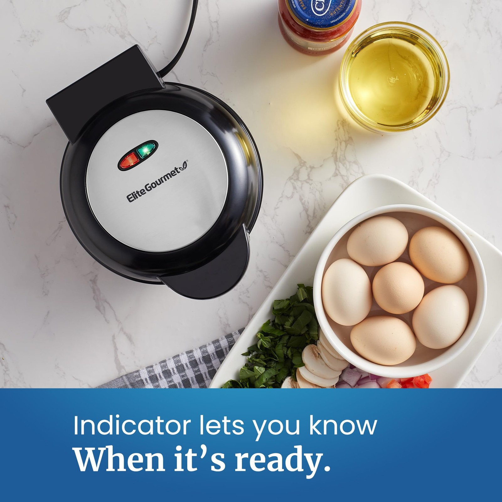 Elite Gourmet Omelet Maker Stainless Steel Non Stick Countertop Griddle
