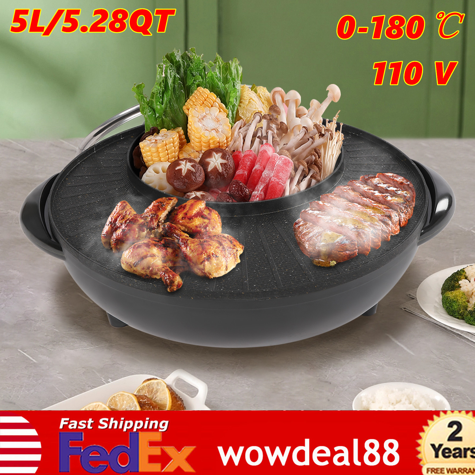 Circular Edition Hotpot Grill Combo Indoor BBQ Parties Electric Hot Pot Black