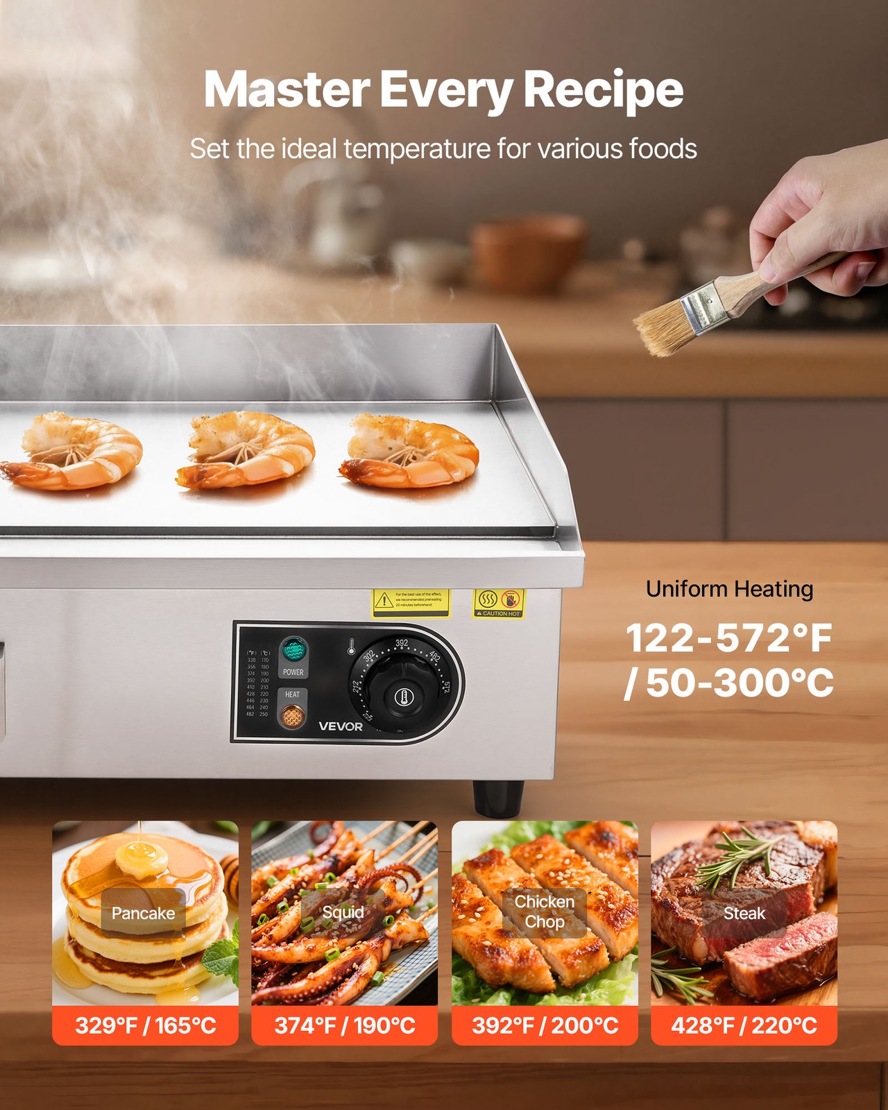 VEVOR Commercial Electric Griddle Countertop Flat Top Grill 21.06 x 11.81 inch