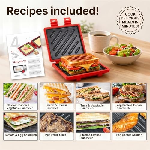Microwave Sandwich Maker, Microwave Toaster with Adjustable Silicone Large Red