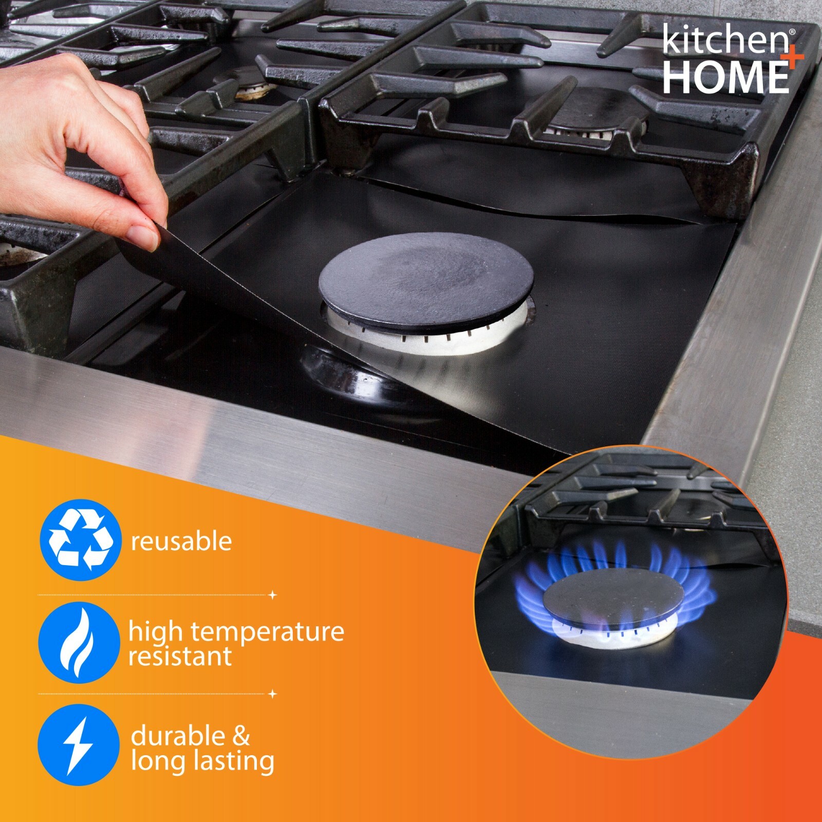 Stove Top Grill Pan – Smokeless Nonstick Indoor Grill Plate with Burner Liners