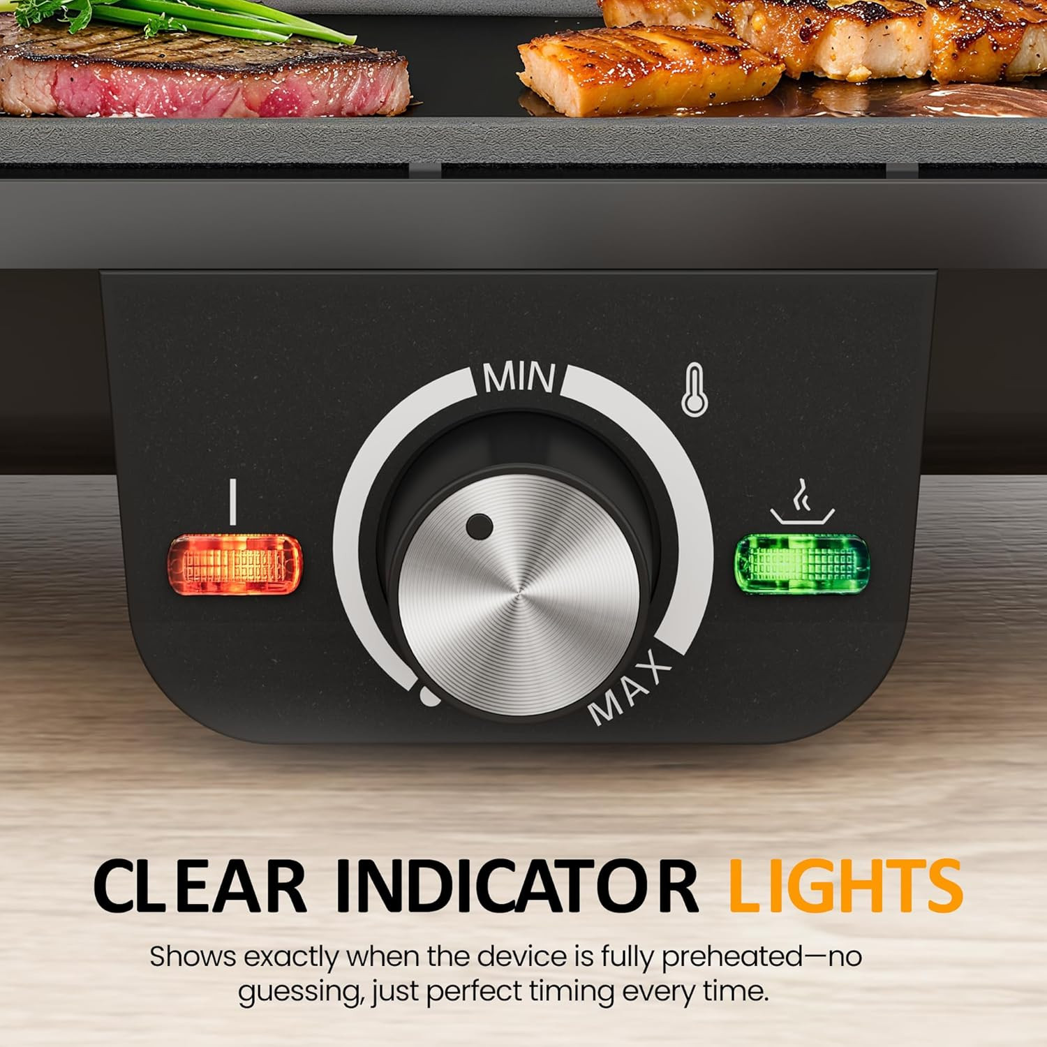 Large Electric Griddle 38” X 9”, 1600W Indoor Grill with 2 Adjustable Temp Kno
