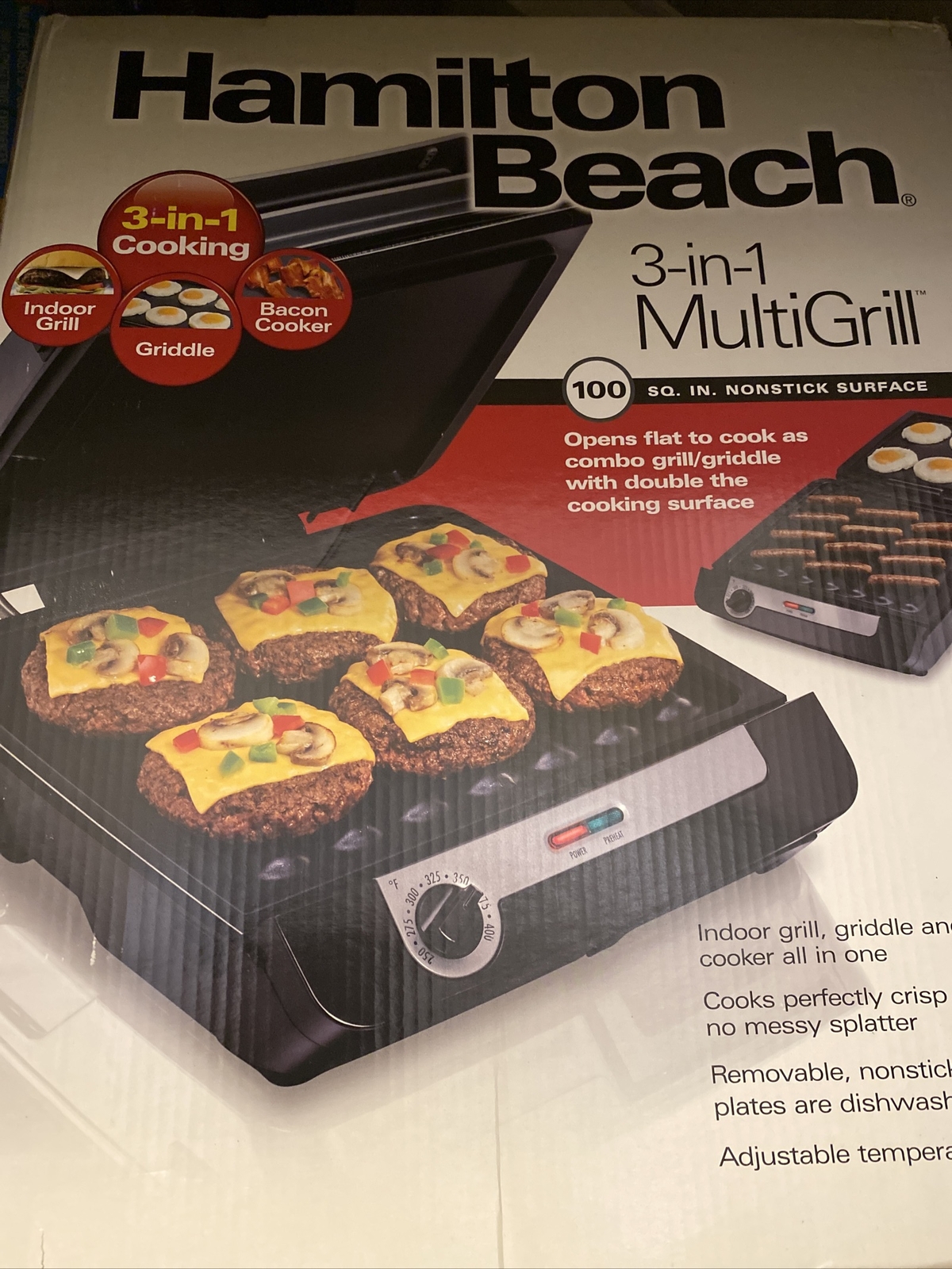 Hamilton Beach 3-in-1 MultiGrill Removable Nonstick Plates Drip Tray – 25600