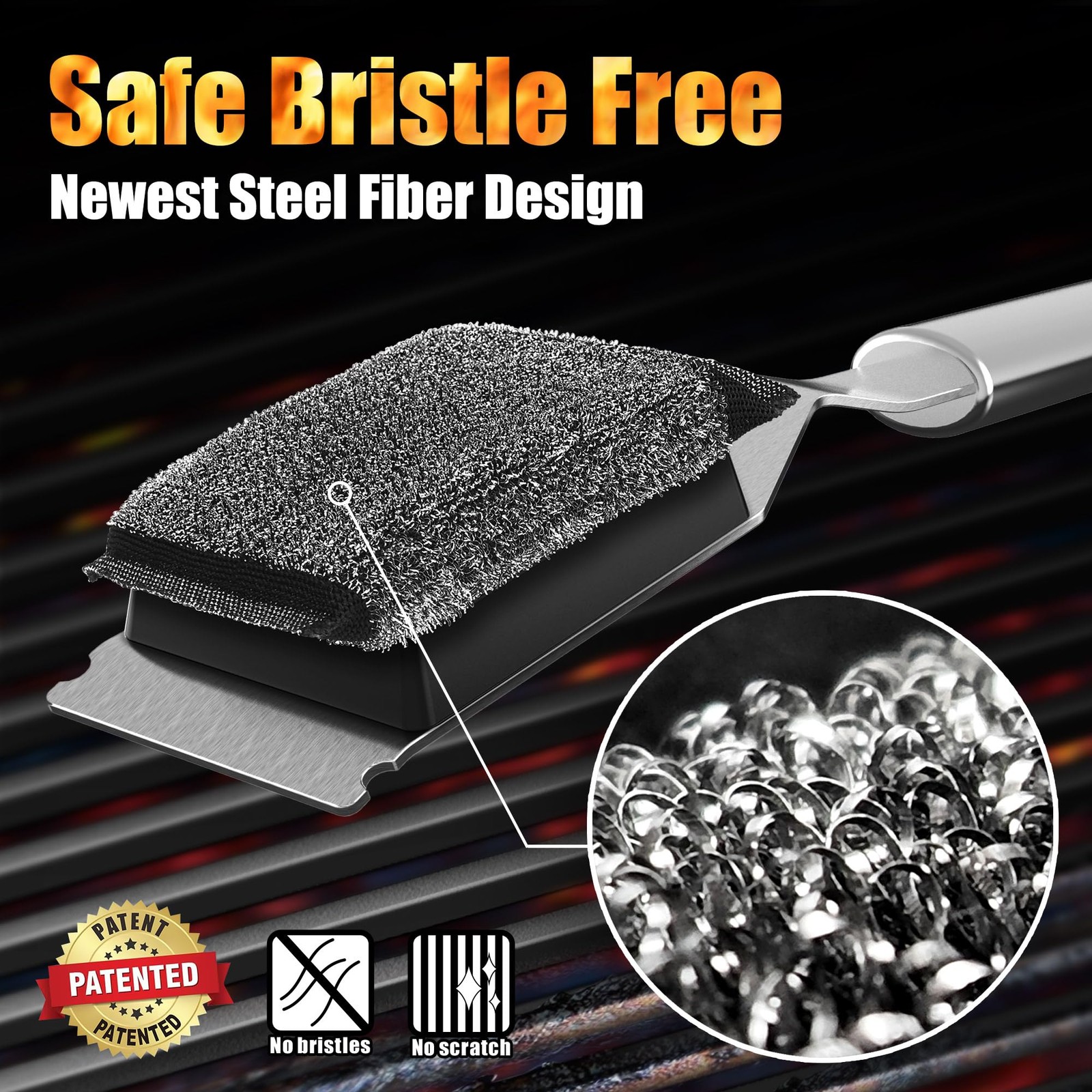 GRILLART Grill Brush Bristle Free, Safe Grill Brush for Outdoor Grill, SteamWiza